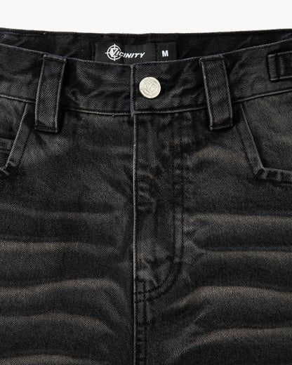 FADED BLACK DENIM JORTS