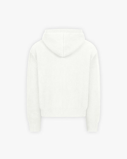 V-LOGO KNIT ZIP HOODIE WHITE