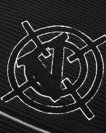 V-LOGO KNIT ZIP HOODIE BLACK - VICINITY