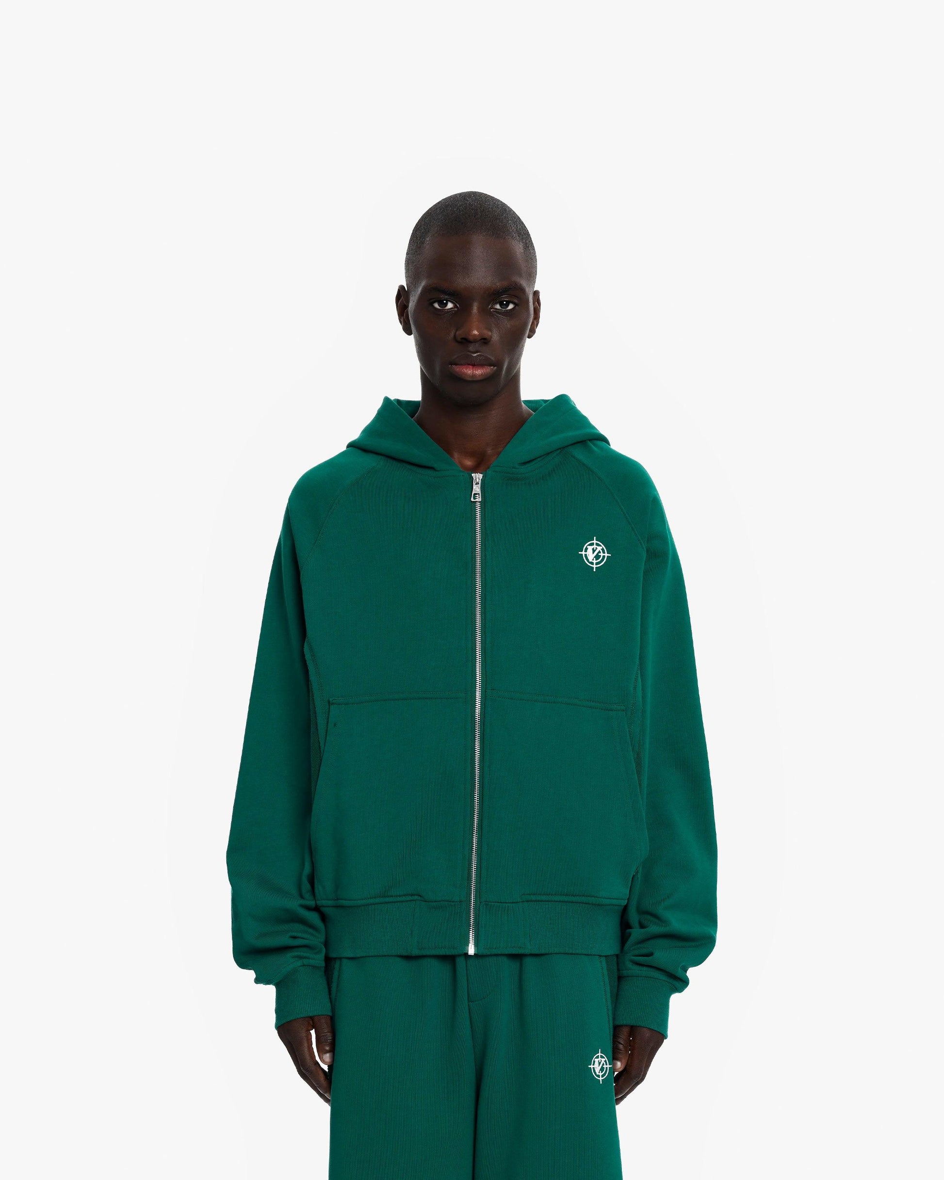 INSIDE OUT ZIP HOODIE FORREST GREEN - VICINITY