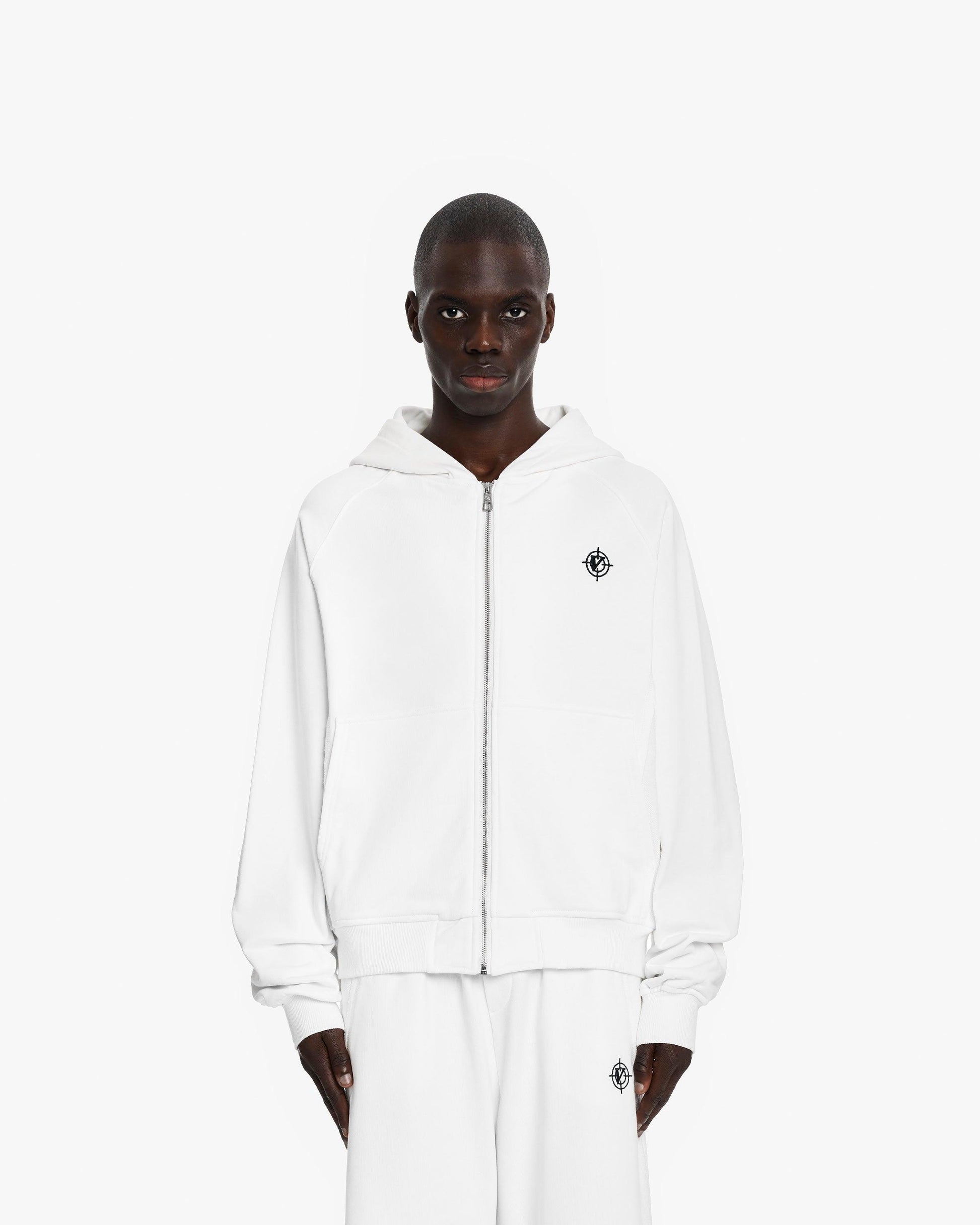 INSIDE OUT ZIP HOODIE WHITE - VICINITY