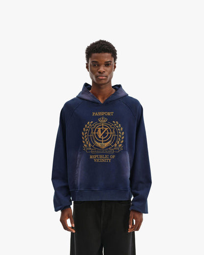PASSPORT HOODIE WASHED BLUE