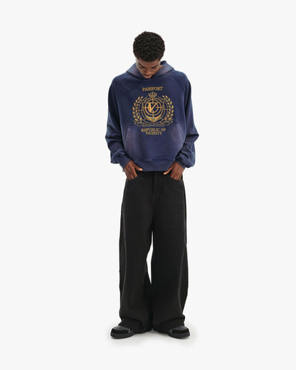 PASSPORT HOODIE WASHED BLUE