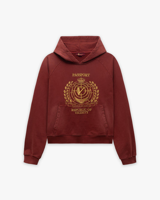 PASSPORT HOODIE WASHED RED