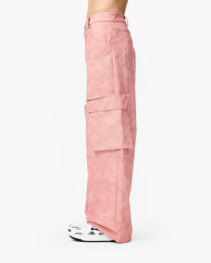 SCRIPT LOGO LEATHER PANTS VINTAGE PINK