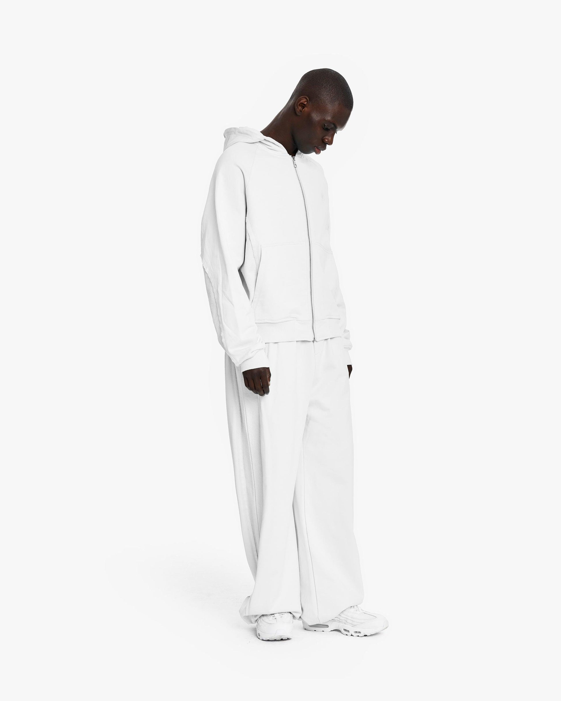 INSIDE OUT ZIP HOODIE WHITE - VICINITY