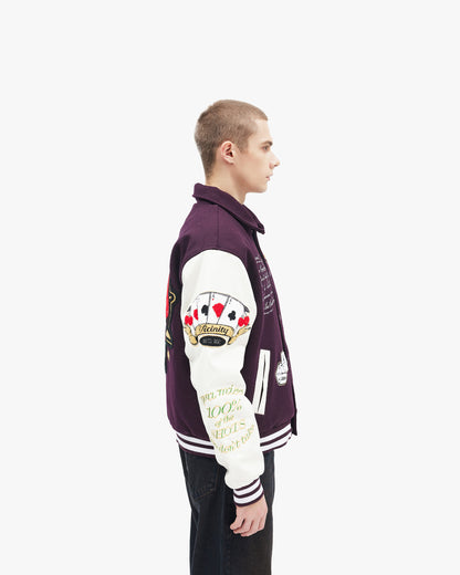 GAMBLER VARSITY JACKET BORDEAUX RED