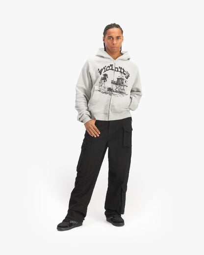 SHOOTING HOUSE ZIP HOODIE LIGHT GREY - VICINITY