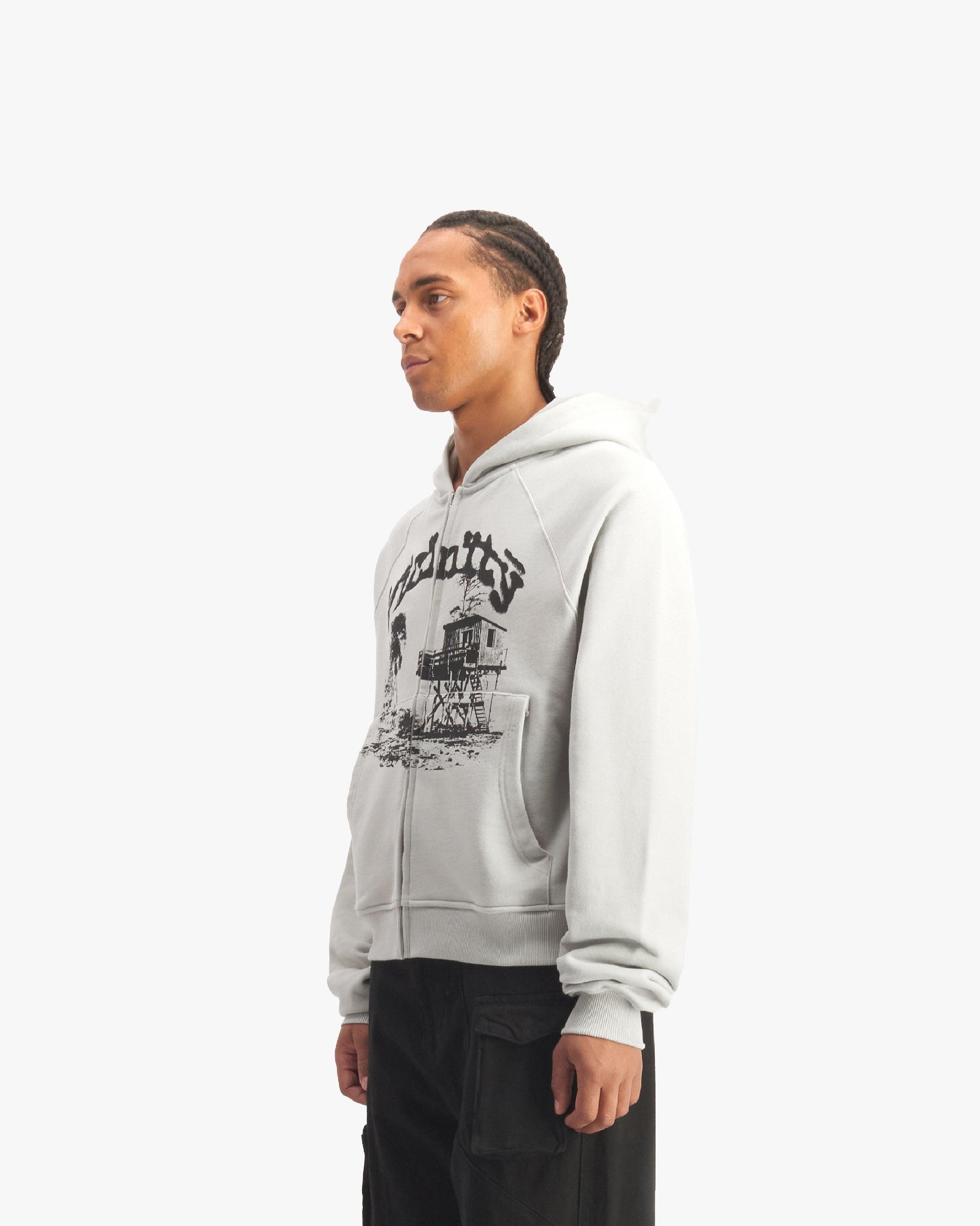 SHOOTING HOUSE ZIP HOODIE LIGHT GREY - VICINITY