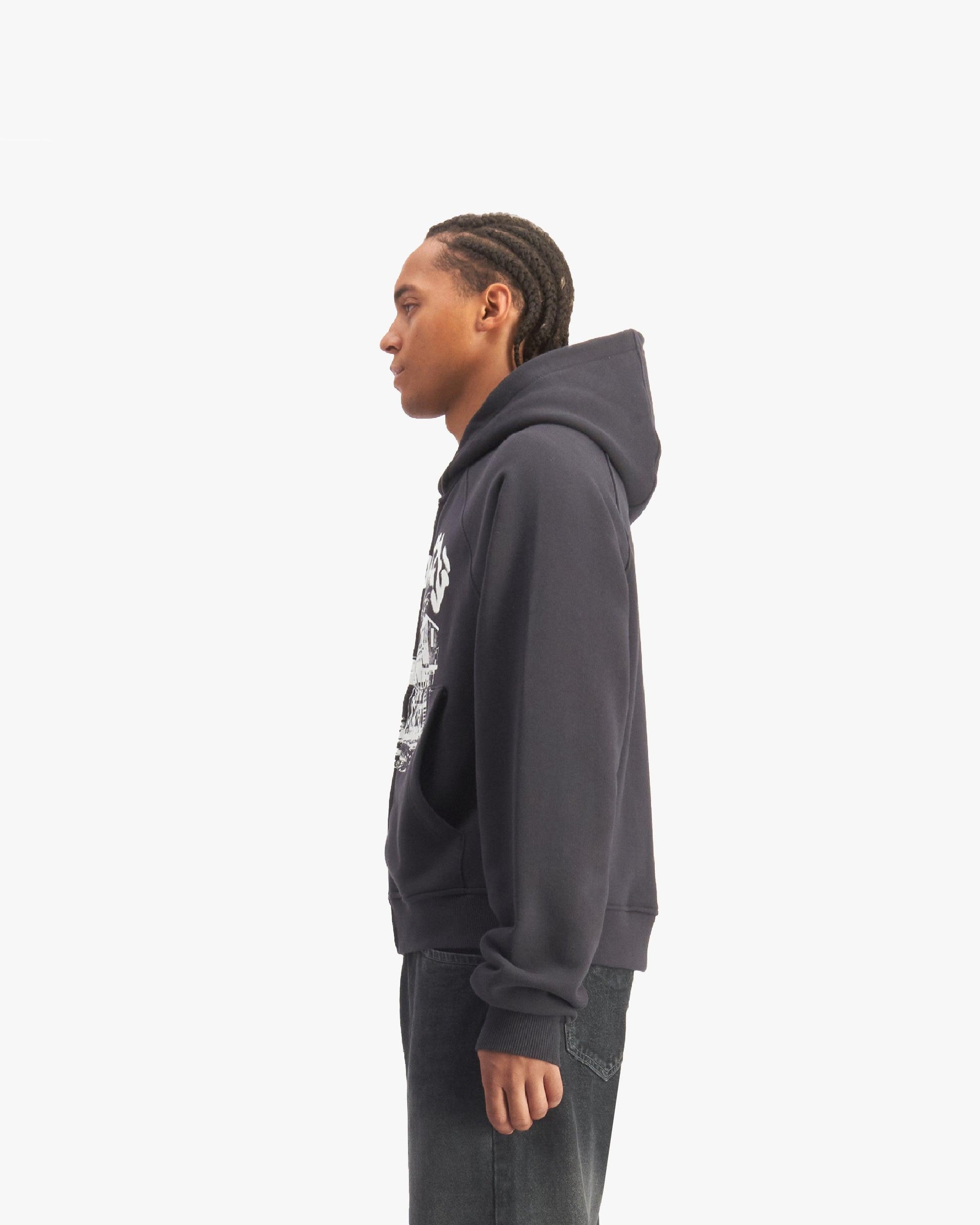 SHOOTING HOUSE ZIP HOODIE DARK GREY - VICINITY