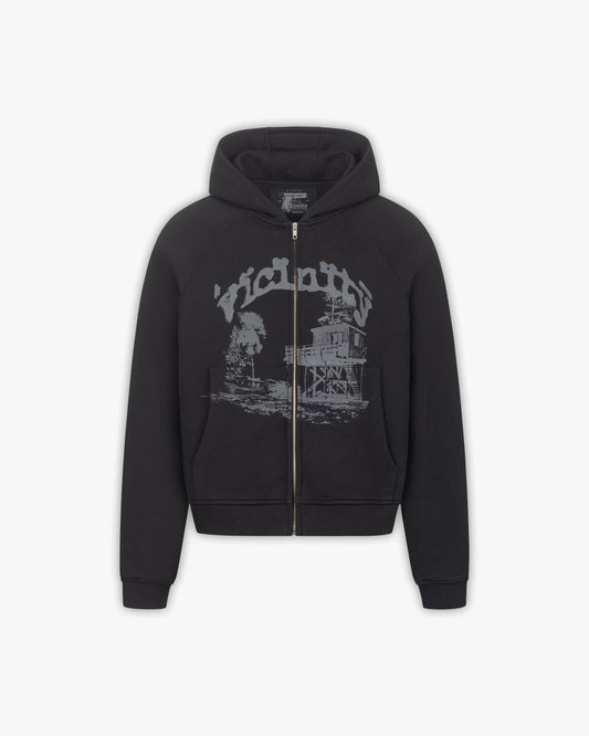 SHOOTING HOUSE ZIP HOODIE BLACK - VICINITY