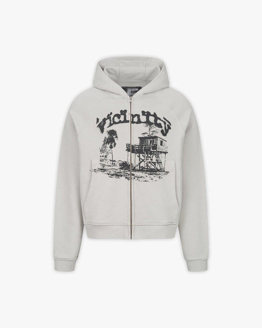 SHOOTING HOUSE ZIP HOODIE LIGHT GREY - VICINITY