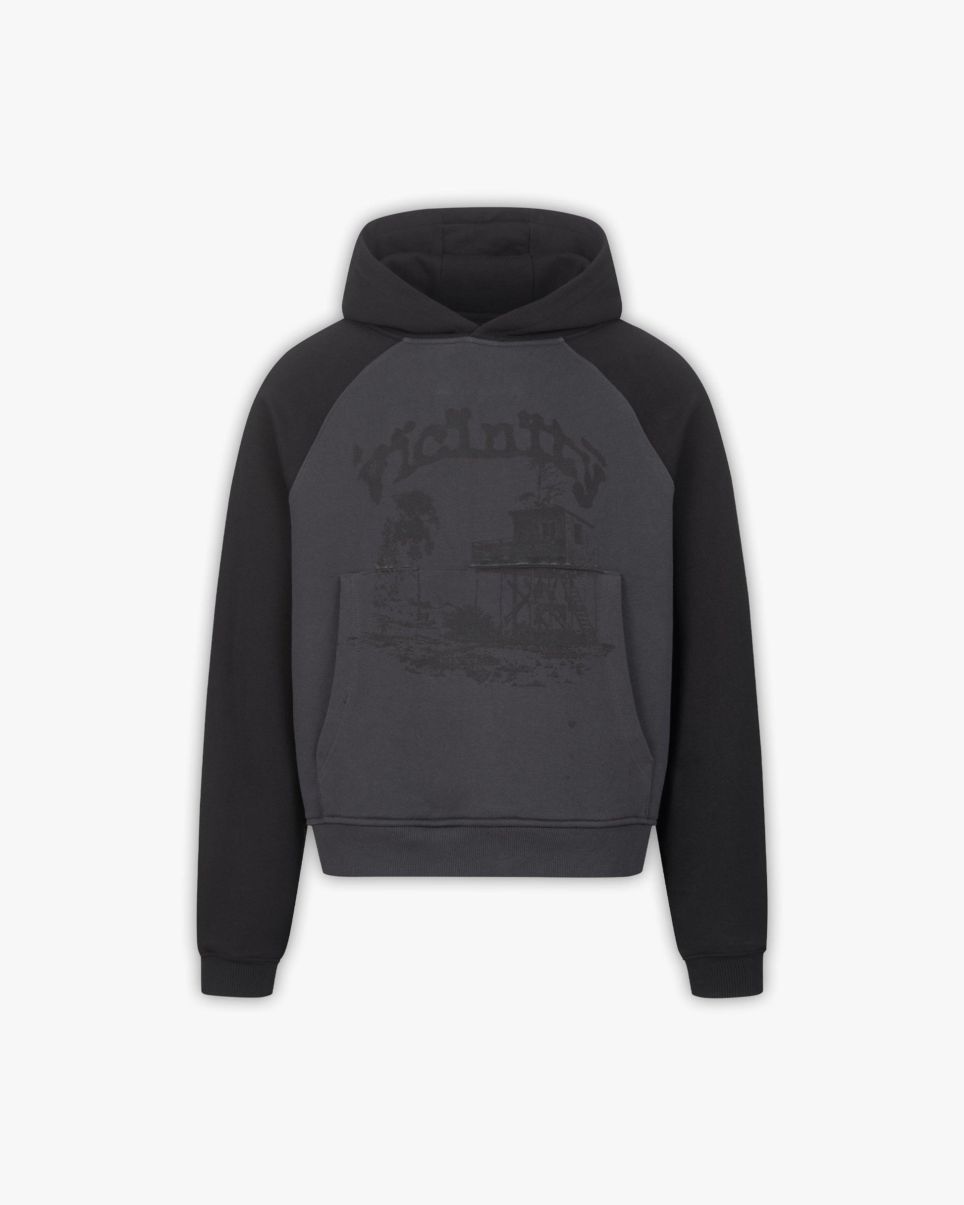 BICOLOR SHOOTING HOUSE HOODIE DARK GREY/BLACK - VICINITY