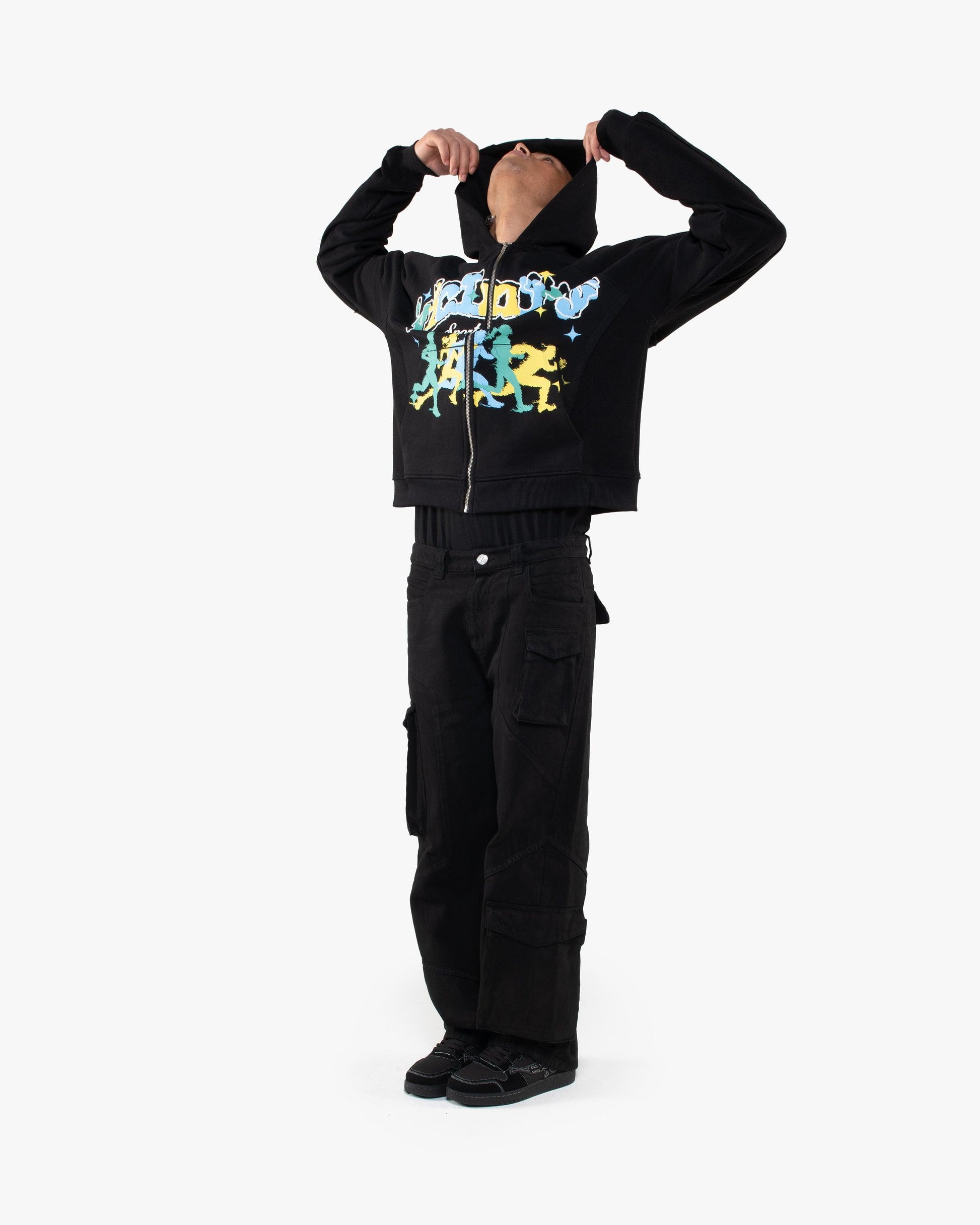 SPORTS TEAM INSIDE OUT ZIP HOODIE BLACK - VICINITY