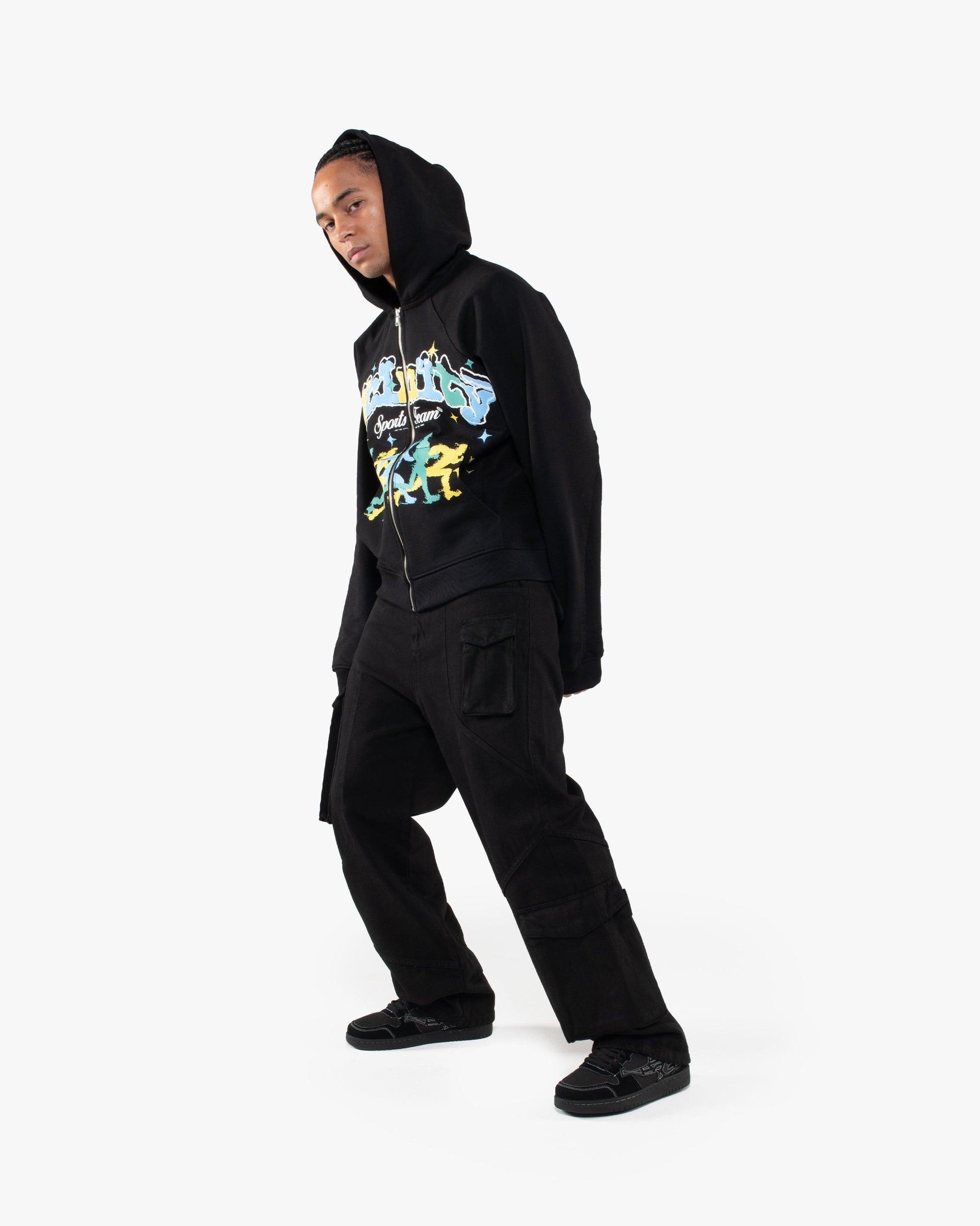 SPORTS TEAM INSIDE OUT ZIP HOODIE BLACK - VICINITY