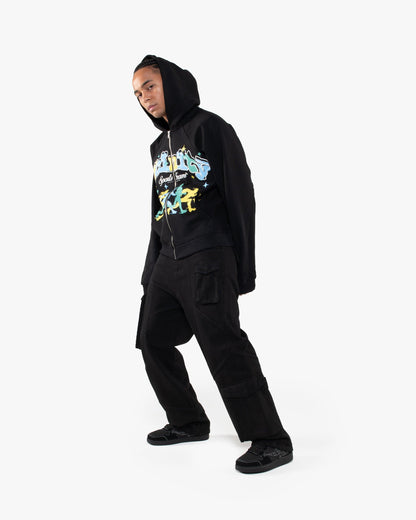 SPORTS TEAM INSIDE OUT ZIP HOODIE BLACK - VICINITY