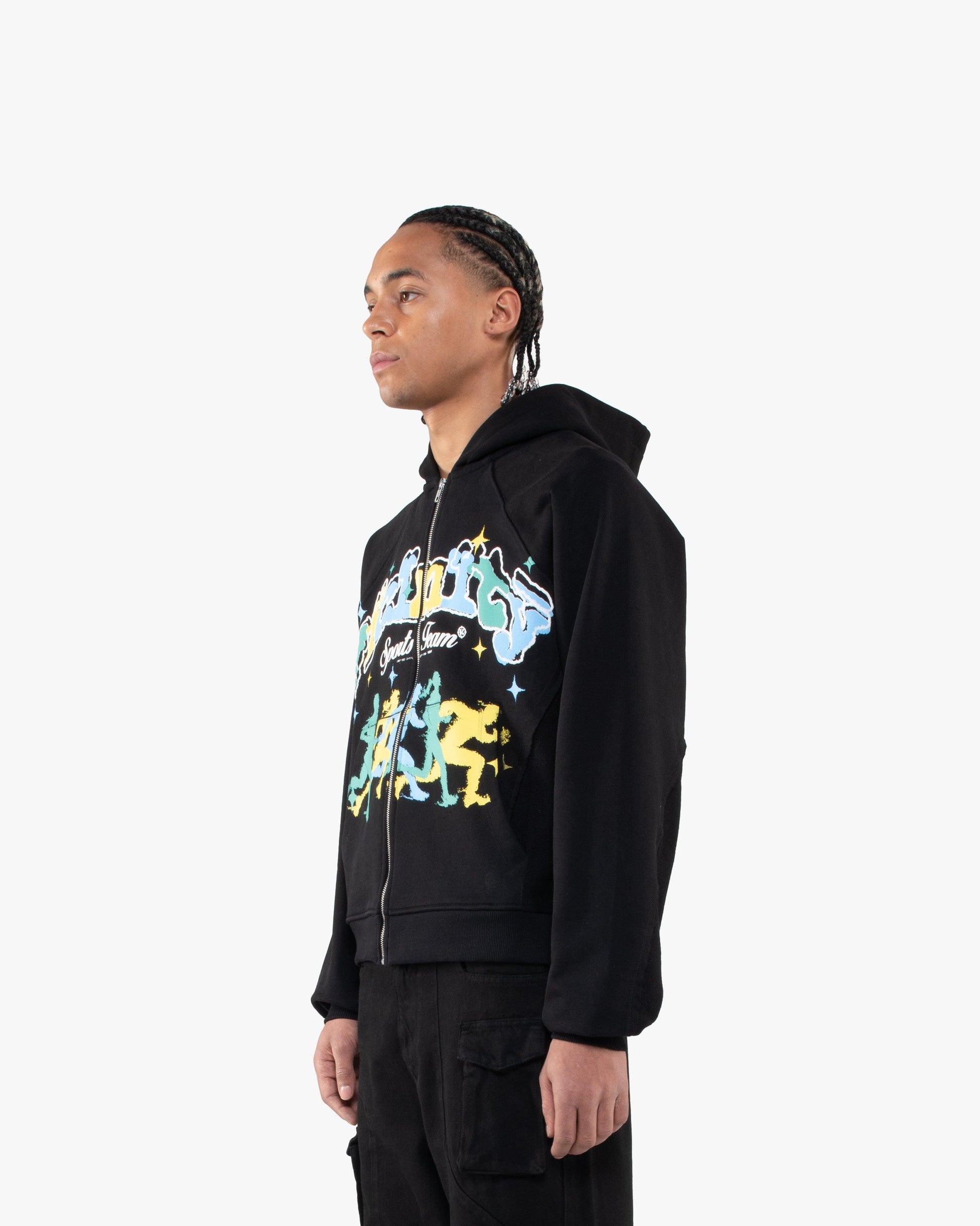 SPORTS TEAM INSIDE OUT ZIP HOODIE BLACK - VICINITY