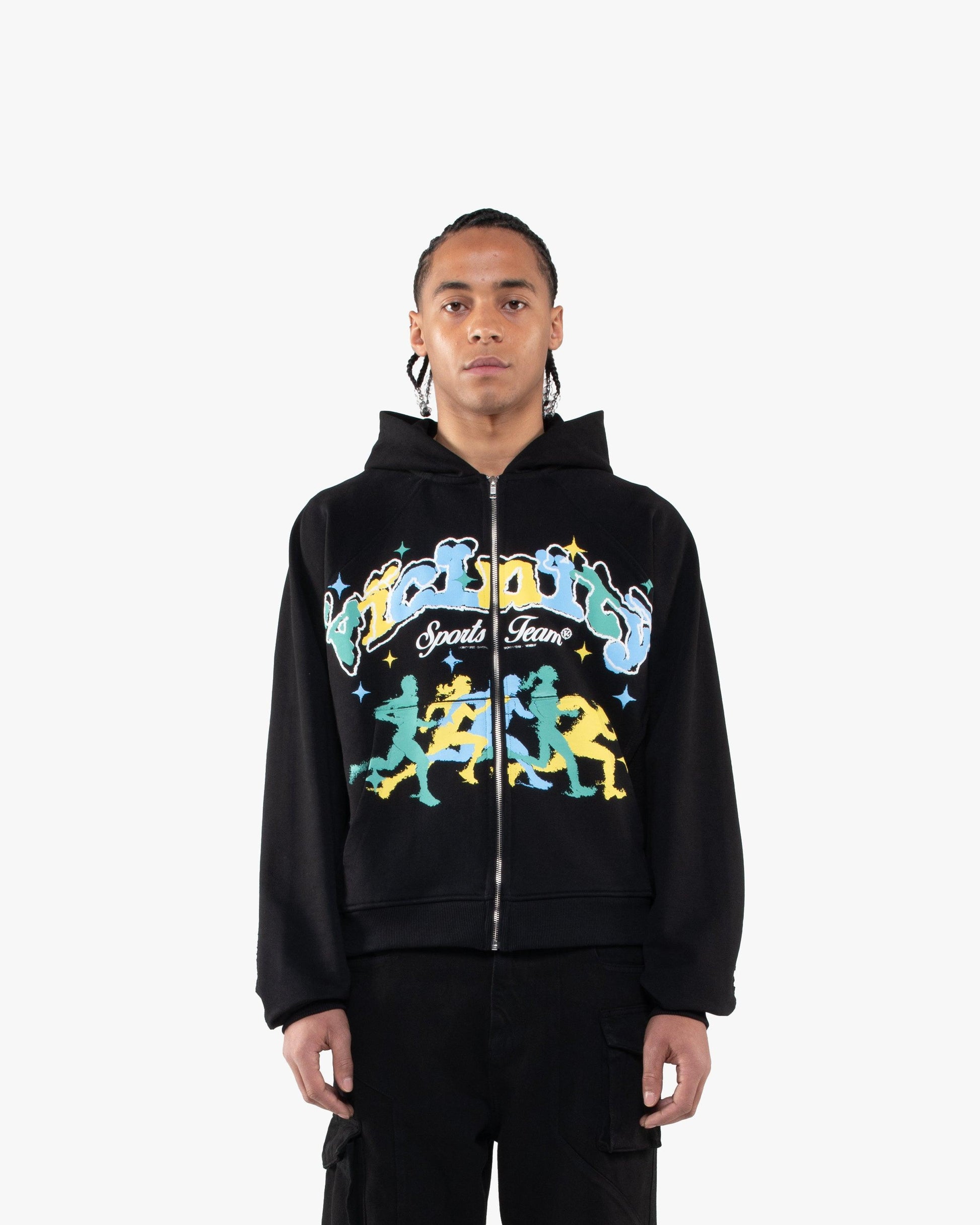 SPORTS TEAM INSIDE OUT ZIP HOODIE BLACK - VICINITY