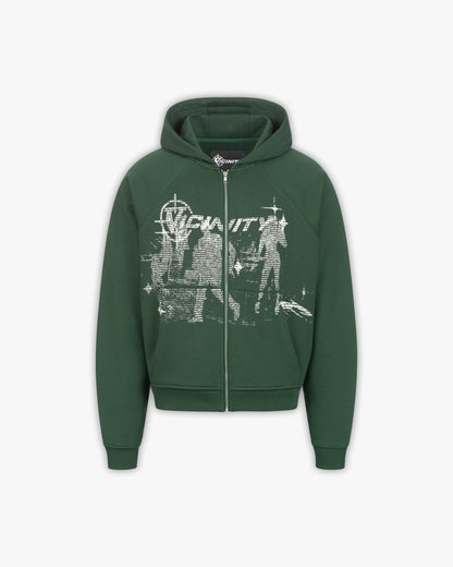 BINARY 2.0 ZIP HOODIE DARK GREEN - VICINITY