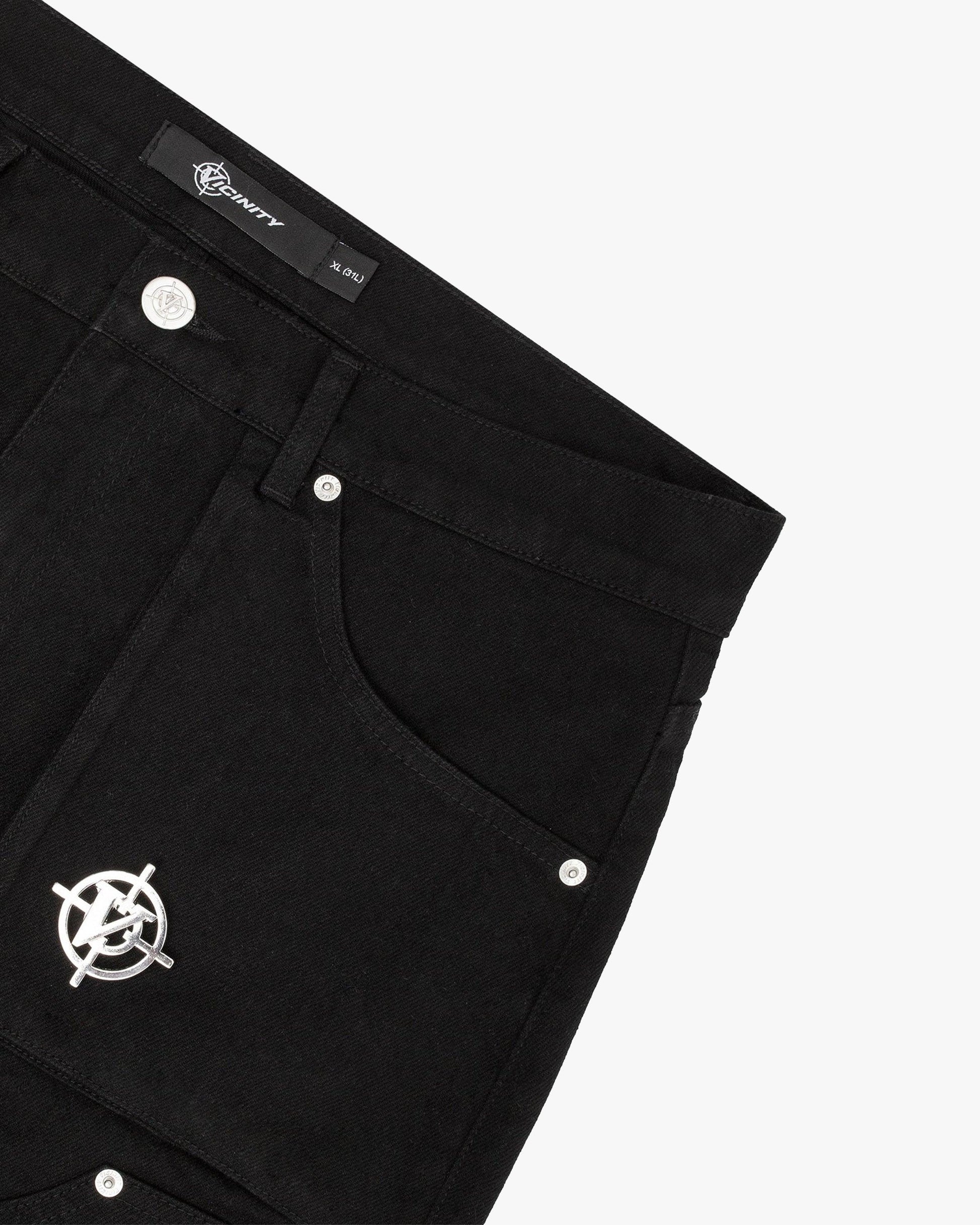 FLARED CARPENTER CARGOPANTS BLACK - VICINITY