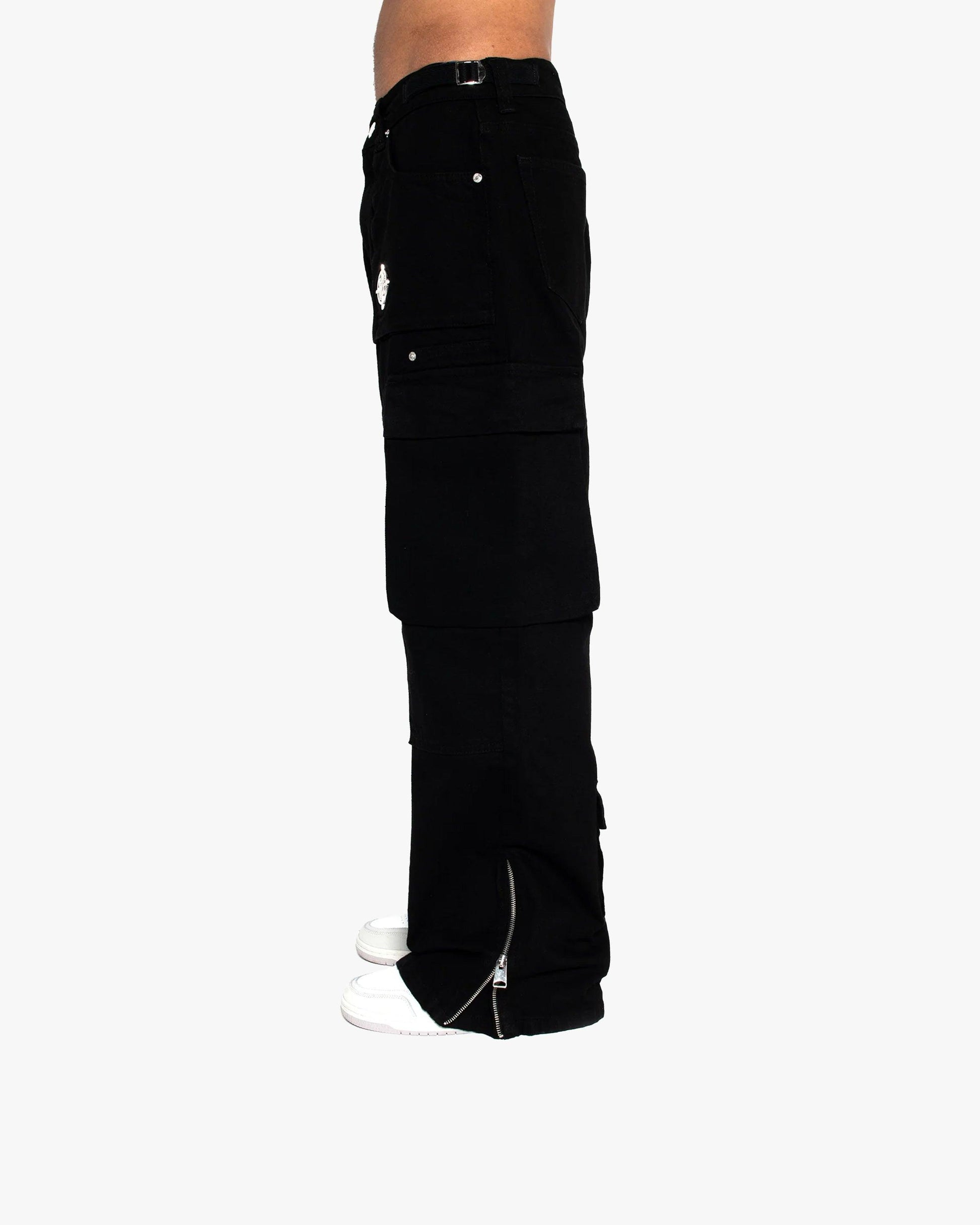 FLARED CARPENTER CARGOPANTS BLACK - VICINITY