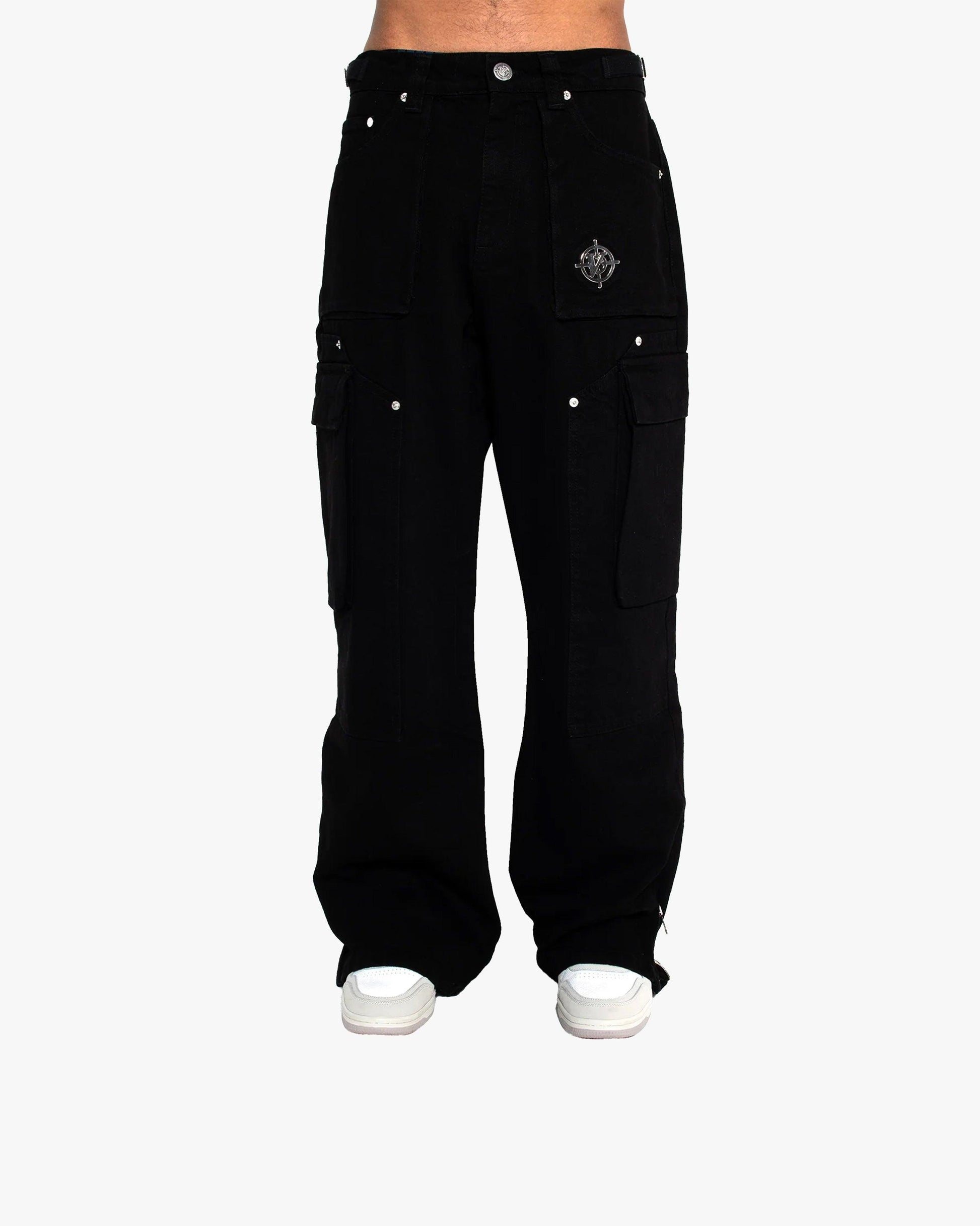 FLARED CARPENTER CARGOPANTS BLACK - VICINITY